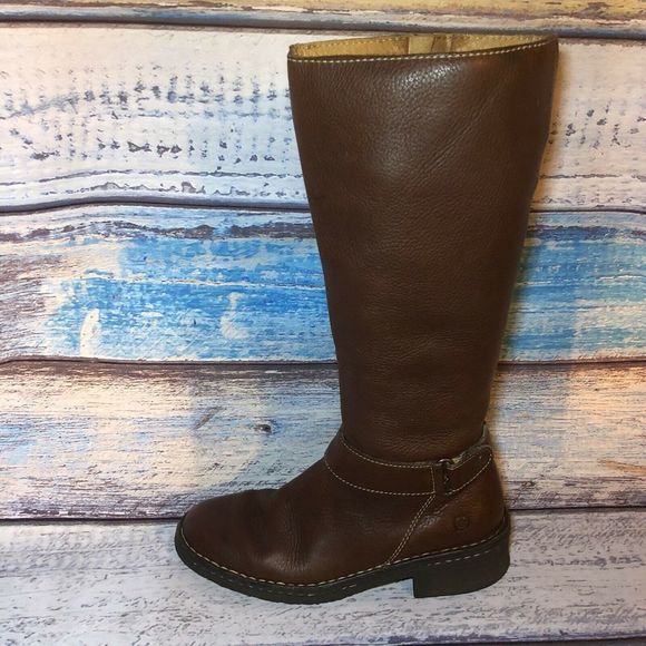 Børn Shoes - Born Brown Leather Tall Riding Boots W9777 sz 6